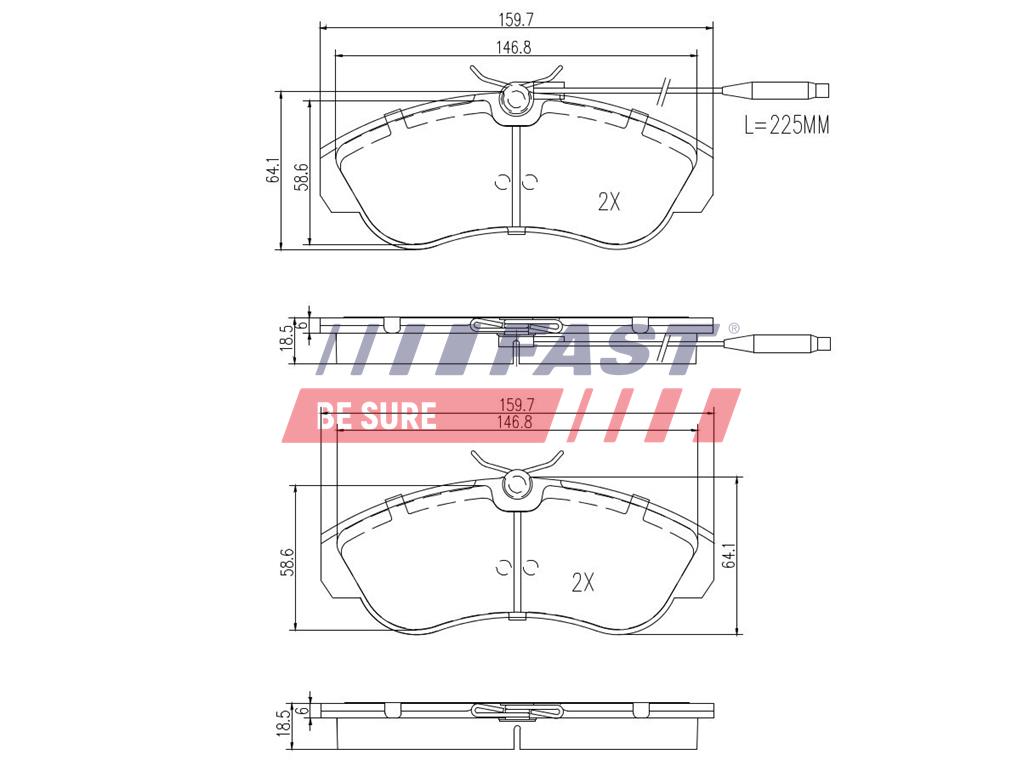 FT29012 BRAKE PADS FIAT DUCATO 94> FRONT 2-SENSORS