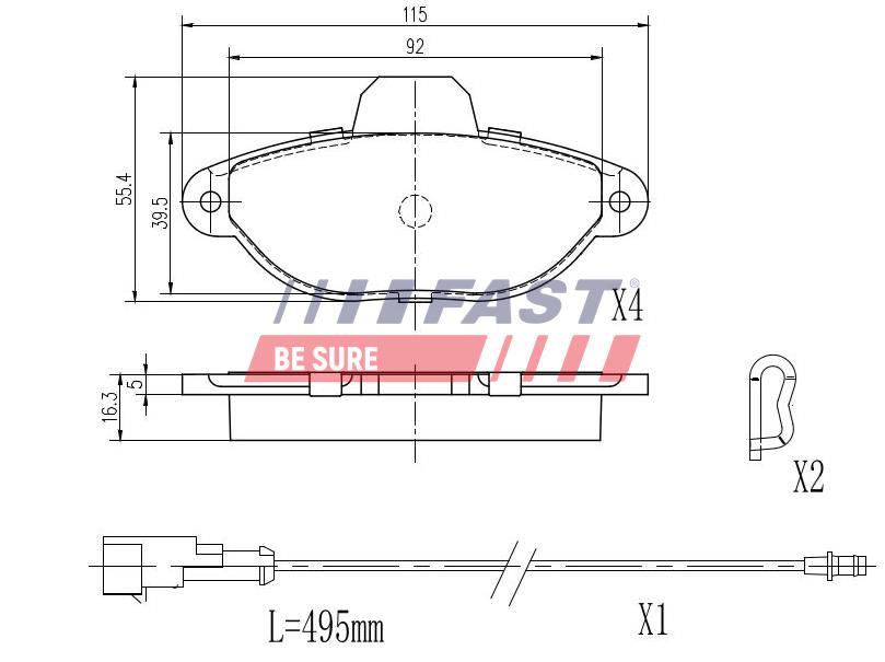 FT29051 BRAKE PADS FIAT CINQUE / SEICENTO FRONT 1-SENSOR
