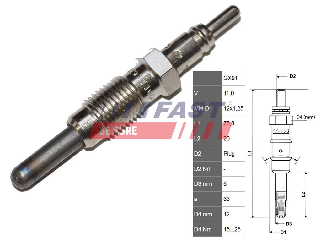 FT82728 GLOW PLUG FIAT DOBLO 00> 1.9