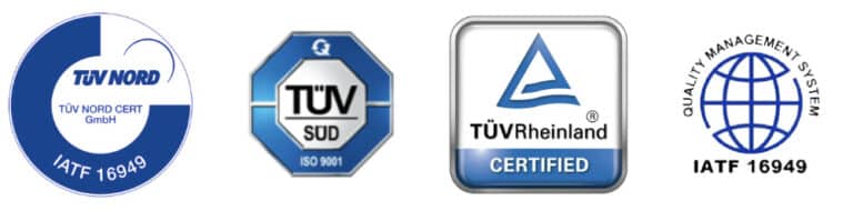 quality certificates: TUV Sud, TUV Nord, TUV Rheinland, IATF 16949